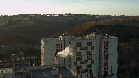 External flue in public housing Stock-Footage 126591459