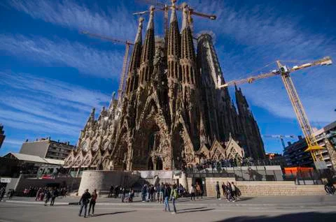 External front view of la sagrada familia Stock Photos