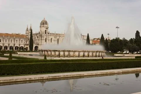 External garden of Jeronimos Monastery Stock Photos