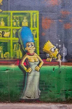 External grunge wall with graffiti drawing near Istiklal Street, Istanbul Stock Photos