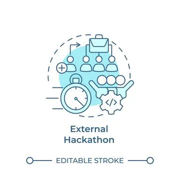 External hackathon soft blue concept icon Stock Illustration