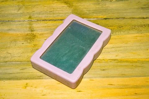 External hard disk for backup with pink rubber protector Stock Photos