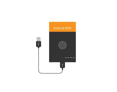 External hard disk drive icon. Vector illustration, flat design. イラスト素材