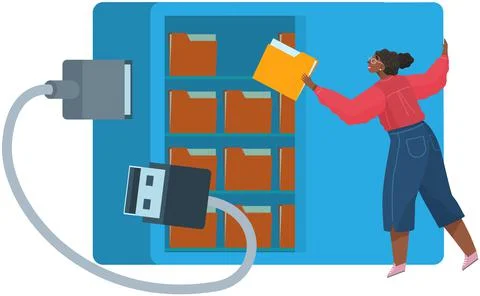 External hard disk drive with USB cable isolated. Portable extern HDD. Memory イラスト素材