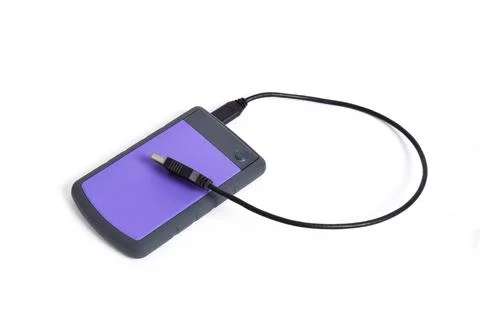 External Hard Disk drive with usb cable isolated on white background 写真素材