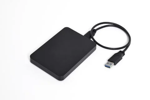 External Hard Disk drive with usb cable isolated on white background Stock Photos