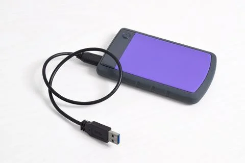 External Hard Disk drive with usb cable isolated on white background Stock Photos