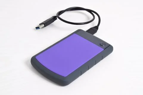 External Hard Disk drive with usb cable isolated on white background Stock Photos