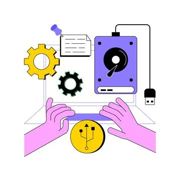 External hard drive abstract concept vector illustration. Stock Illustration