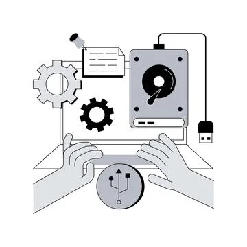 External hard drive abstract concept vector illustration. Stock Illustration