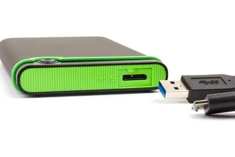 External hard drive for backup on a white background Stock-Fotos