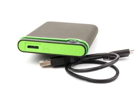 External hard drive for backup on a white background Foto stock
