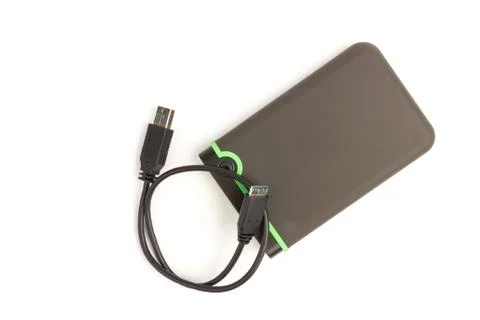 External hard drive for backup on a white background Stock-Fotos