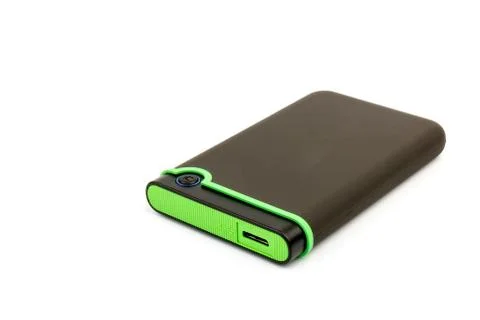 External hard drive for backup on a white background Stock Photos