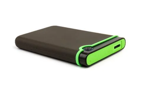 External hard drive for backup on a white background Stock Photos