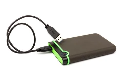 External hard drive for backup on a white background Stock Photos