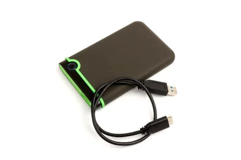 External hard drive for backup on a white background Stock Photos