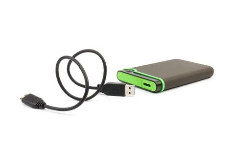 External hard drive for backup on a white background Stock Photos
