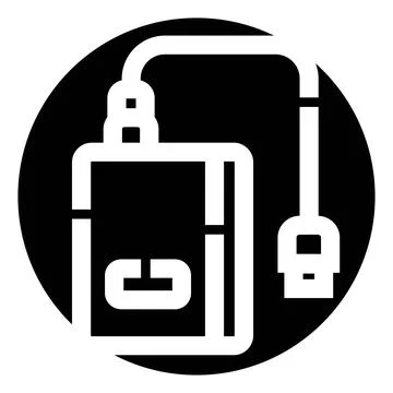External hard drive device with cable and plug Ilustração Stock