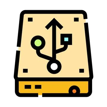 External hard drive device with universal serial bus symbol Stock Illustration