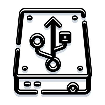 External hard drive device with usb data transfer icon Stock Illustration