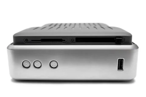 External Hard Drive Front View Isolated on a White Background 스톡 사진