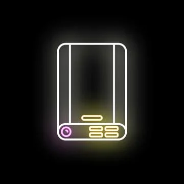 External hard drive neon glow icon data storage Stock Illustration