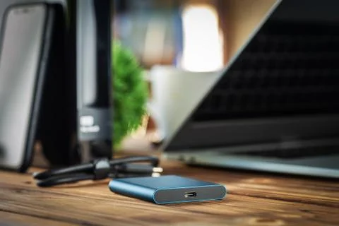 External hard drive new technology fast and small Stock Photos