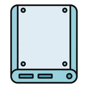 External hard drive storing digital data backup icon Stock Illustration