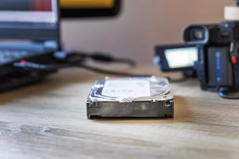 External Hard Drive Used for Digitizing Old Video Archives Stock Photos