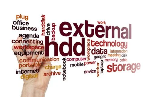 External HDD word cloud concept Stock Photos