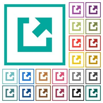 External link flat color icons with quadrant frames Stockillustratie