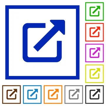 External link flat framed icons Stock Illustration