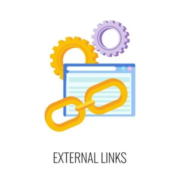 External link flat icon. SEO, increase the quantity and quality of traffic Illustrazione stock