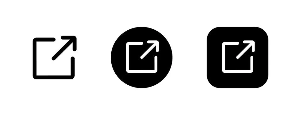 External link icon set with square and circular frame variations Stock Illustration