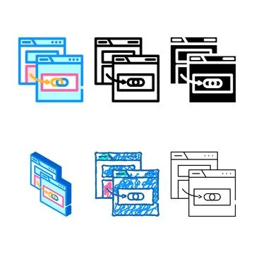 External linking seo color icon vector pack Stock Illustration