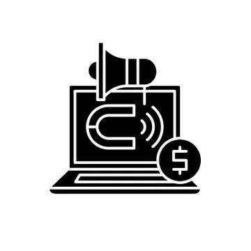 External marketing black icon, vector sign on isolated background. External Stock Illustration
