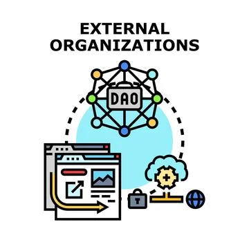 External organizations using decentralized autonomous technology concepts Stock Illustration