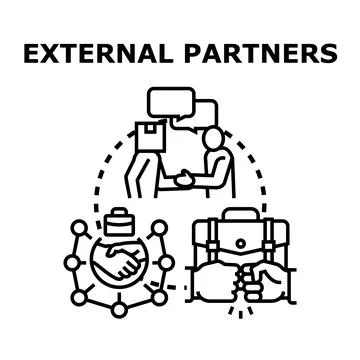 External partners collaborating and negotiating business agreements Stock Illustration