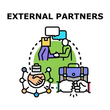 External partners collaborating and negotiating business agreements Stock Illustration