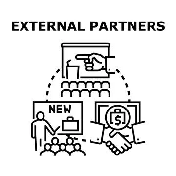 External partners collaboration strategy developing business Stock Illustration