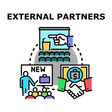 External partners collaboration strategy developing business Stock Illustration