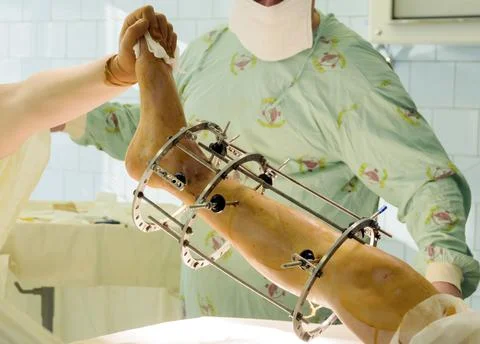 External ring fixation technique in orthopedic medicine Stock Photos