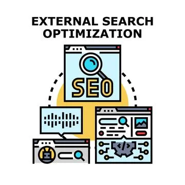 External search optimization process vector concept Stockillustratie