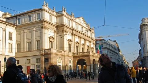 External side of Teatro della Scala Stock Footage 102848887