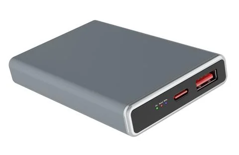 External SSD drive with USB C and USB A ports. 3D rendering Stock Illustration