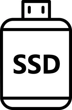 External SSD storage drive line art icon Stock Illustration