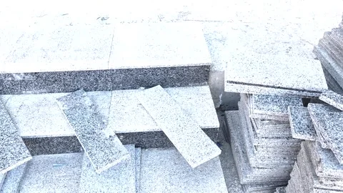 External stair cladding using textured grey granite for durability and safety. Stock Footage 332202738