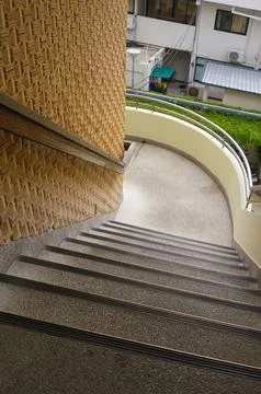 External stairs for going up and down the building, architecture background Stock Photos