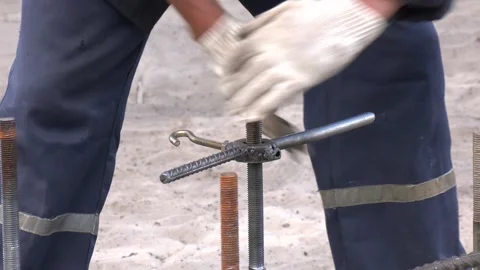 External thread cutting by hand. Material high speed steel. Video stock 263580063